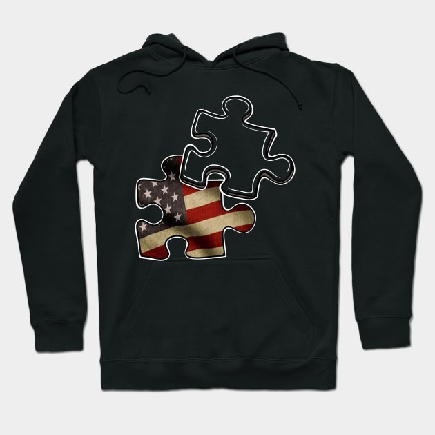 American flag puzzle piece Hoodie by Squatchyink